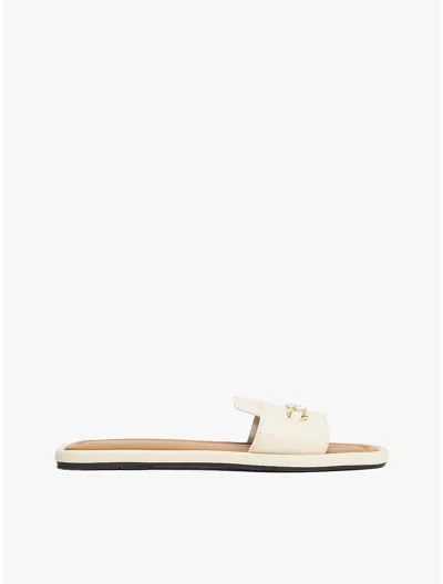 Tommy Hilfiger Monogram Horsebit Leather Sandal In Muslin