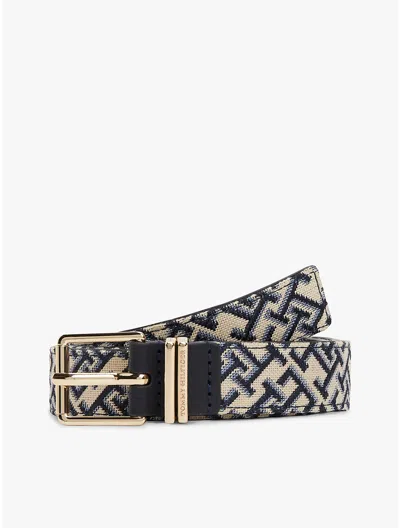Tommy Hilfiger Monogram Jacquard Belt In Blue