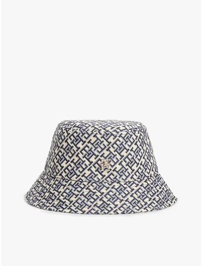Tommy Hilfiger Monogram Jacquard Bucket Hat In Blue