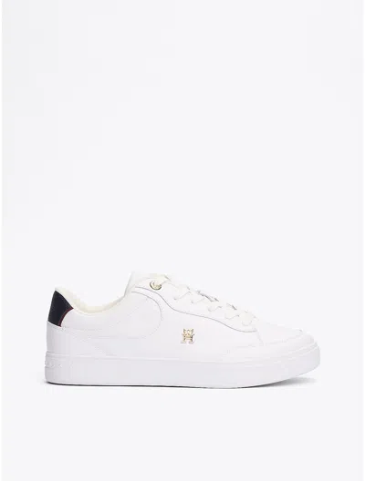 Tommy Hilfiger Monogram Leather Court Sneaker In White