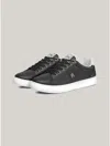 Tommy Hilfiger Monogram Leather Cupsole Sneaker In Black