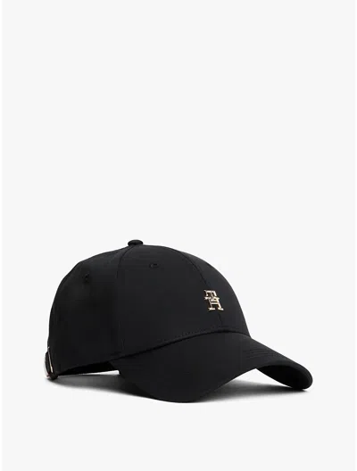 Tommy Hilfiger Monogram Logo Baseball Cap In Black