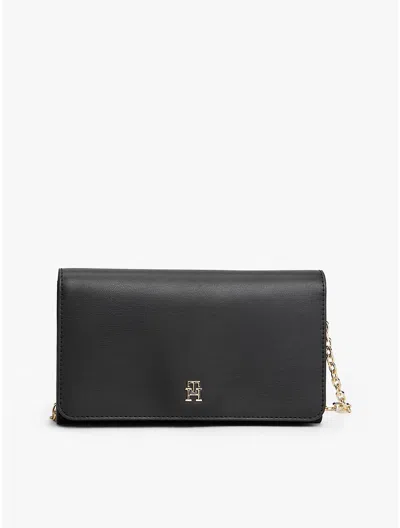 Tommy Hilfiger Monogram Logo Chain Strap Wallet In Black