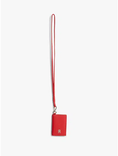 Tommy Hilfiger Monogram Logo Lanyard & Card Holder In Red