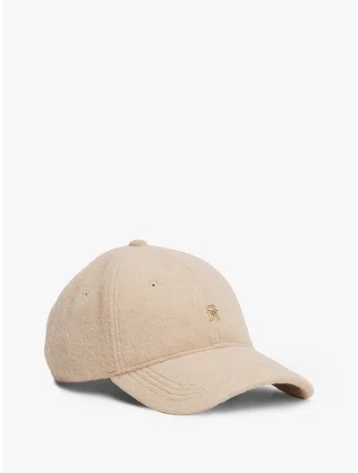 Tommy Hilfiger Monogram Logo Melton Wool Baseball Cap In Brown