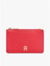 Tommy Hilfiger Monogram Logo Zip Cardholder In Pink