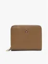 Tommy Hilfiger Monogram Logo Zip Wallet In Brown