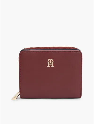 Tommy Hilfiger Monogram Logo Zip Wallet In Oxblood