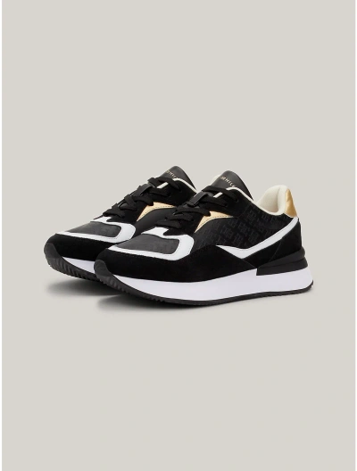 Tommy Hilfiger Monogram Luxe Leather Sneaker In Black
