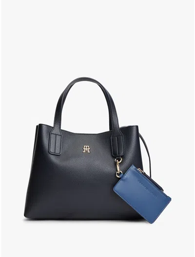 Tommy Hilfiger Monogram Pebbled Mini Satchel Bag In Blue