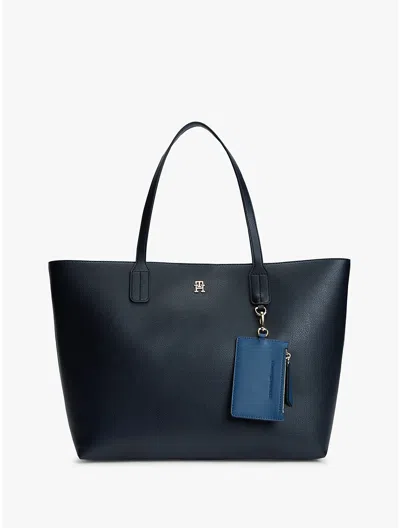 Tommy Hilfiger Monogram Pebbled Tote Bag In Blue