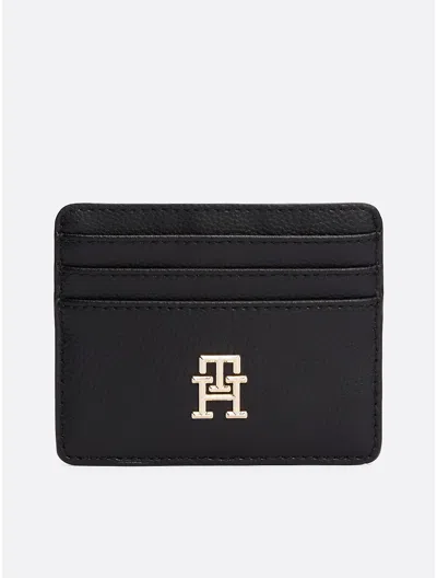 Tommy Hilfiger Monogram Plaque Card Holder In Black