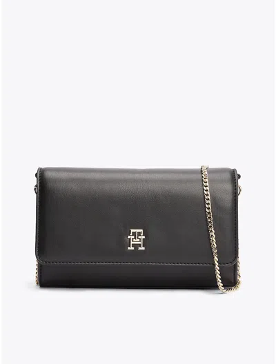 Tommy Hilfiger Monogram Plaque Crossbody Bag In Black