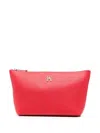 Tommy Hilfiger Monogram-plaque Make Up Bag In Red