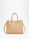 Tommy Hilfiger Monogram Plaque Medium Tote In Safari Canvas