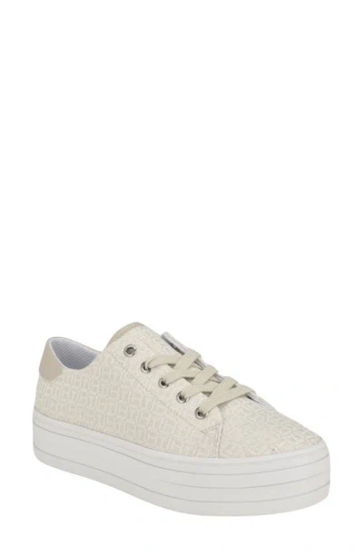 Tommy Hilfiger Monogram Platform Low Top Sneaker In Off White