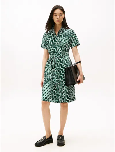 Tommy Hilfiger Monogram Print Belted Shirtdress