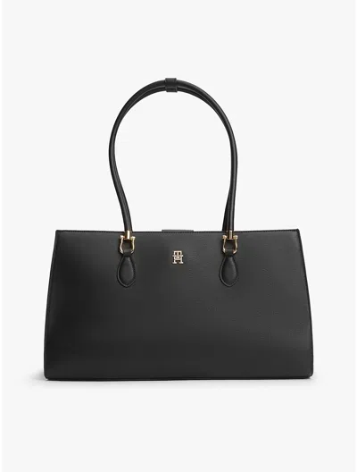 Tommy Hilfiger Monogram Satchel Bag In Black