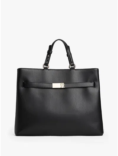 Tommy Hilfiger Monogram Satchel Crossbody Bag In Black
