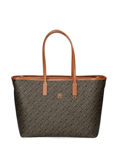 Tommy Hilfiger Monogram Shoulder Bag In Brown