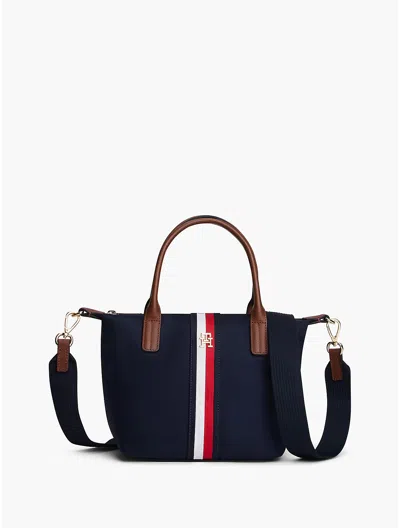 Tommy Hilfiger Monogram Signature Stripe Mini Tote Bag In Space Blue