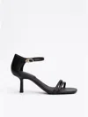 Tommy Hilfiger Monogram Strap Kitten Heel Shoe In Black