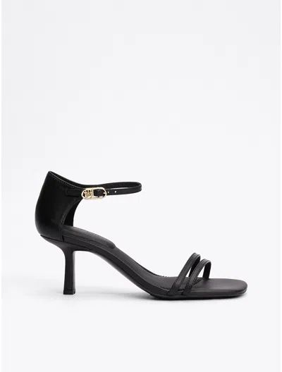 Tommy Hilfiger Monogram Strap Kitten Heel Shoe In Black
