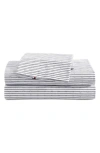 Tommy Hilfiger Monogram Stripe Cotton Percale Sheet Set In Blue