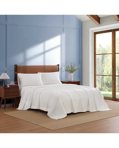 Tommy Hilfiger Monogram Stripe Cotton Percale Sheet Set In White