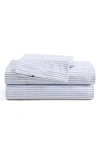 Tommy Hilfiger Monogram Stripe Cotton Percale Sheet Set In White