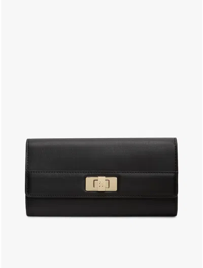 Tommy Hilfiger Monogram Turnlock Large Flap Wallet In Black