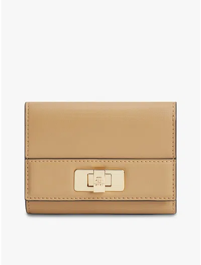 Tommy Hilfiger Monogram Turnlock Trifold Wallet In Brown