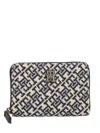 Tommy Hilfiger Jacquard Monogram Logo Medium Zip Wallet In Blue