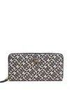 Tommy Hilfiger Jacquard Monogram Logo Large Zip Wallet In Black