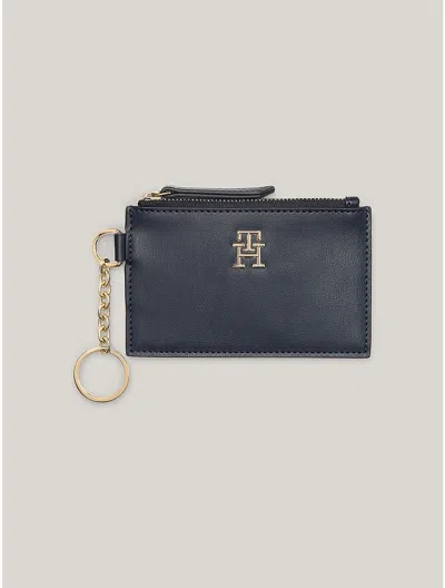Tommy Hilfiger Monogram Zip Coin Purse And Id Wallet In Navy