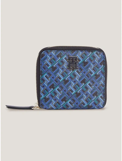 Tommy Hilfiger Monogram Zip Coin Purse In Space Blue