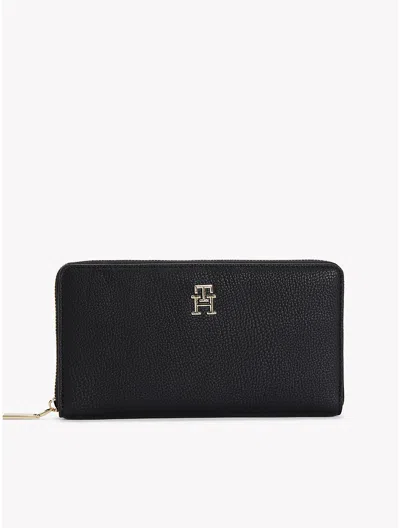 Tommy Hilfiger Monogram Zip Wallet In Black
