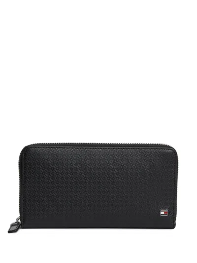 Tommy Hilfiger Monogram-embossed Zip-around Leather Wallet In White
