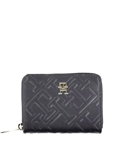 Tommy Hilfiger Monogram-embossed Zip-around Wallet In Black