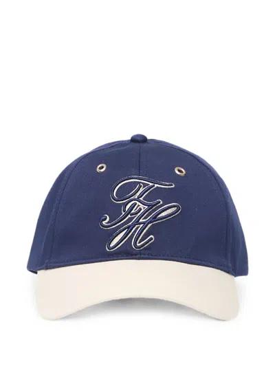 Tommy Hilfiger Monogram-embroidered Cotton Baseball Cap In Blue