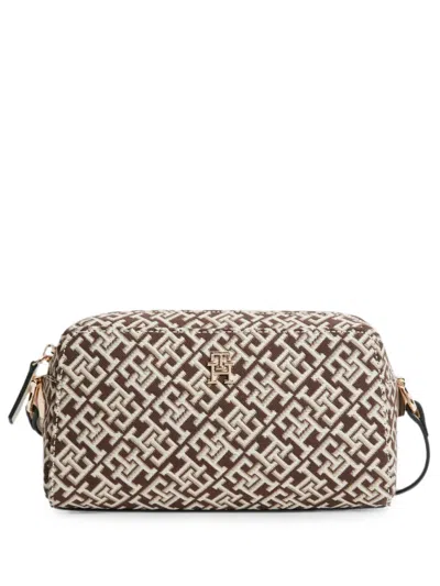 Tommy Hilfiger Monogram-pattern Shoulder Bag In Brown