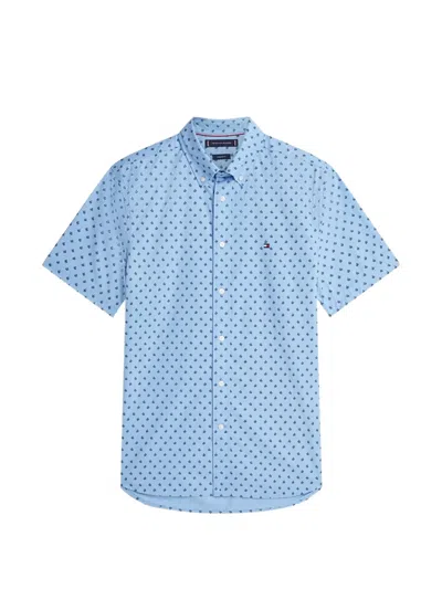 Tommy Hilfiger Monogram-print Button-down Shirt In Blue