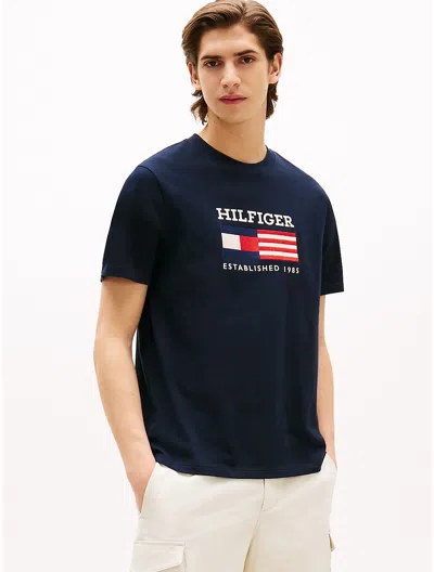 Tommy Hilfiger Americana Monotype Flag Box Mens T Shirt In Black