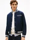 Tommy Hilfiger Monotype Flag Box Logo Varsity Jacket In Blue