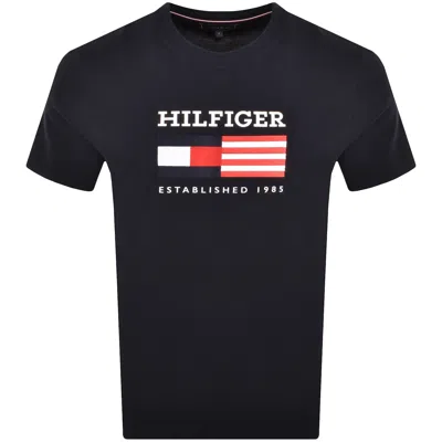 TOMMY HILFIGER TOMMY HILFIGER MONOTYPE FLAG T SHIRT NAVY