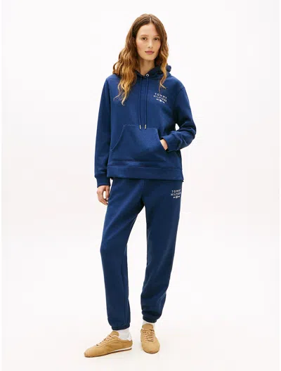Tommy Hilfiger Monotype Heathered Sweatpant In Blue