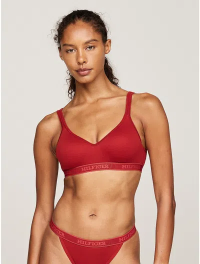 Tommy Hilfiger Monotype Logo Bralette In Dark Magma