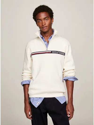 Tommy Hilfiger Men's Stripe Quarter-zip Sweater In Calico