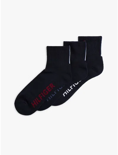 Tommy Hilfiger Monotype Quarter Top Sock 3 In Black