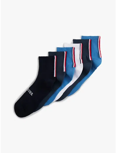 Tommy Hilfiger Monotype Sport Quarter Top Sock 6 In Blue